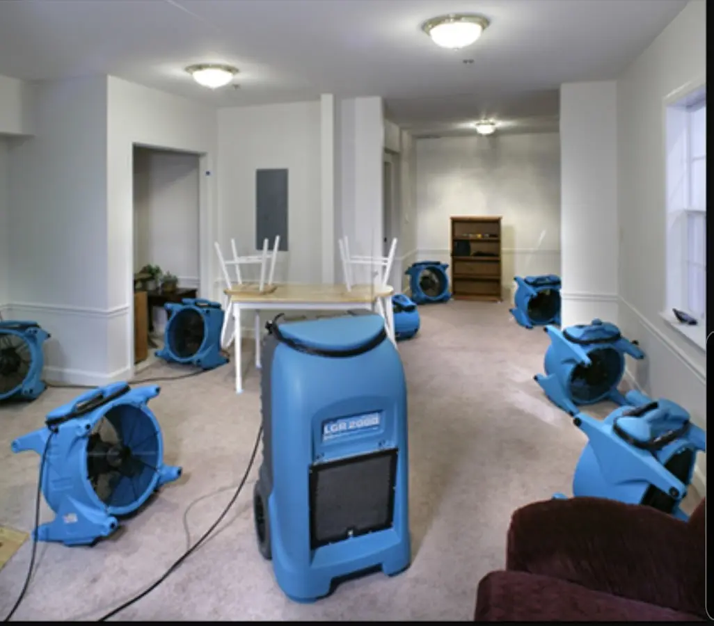 Air movers and dehumidifier setup for Water Damage Restoration in South Patrick Shores